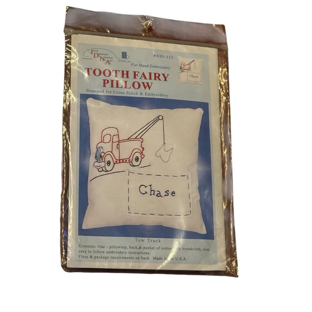 Jack Dempsey Needle Art #830 111 Tooth‎ Fairy Pillow Tow Truck Embroidery Kit